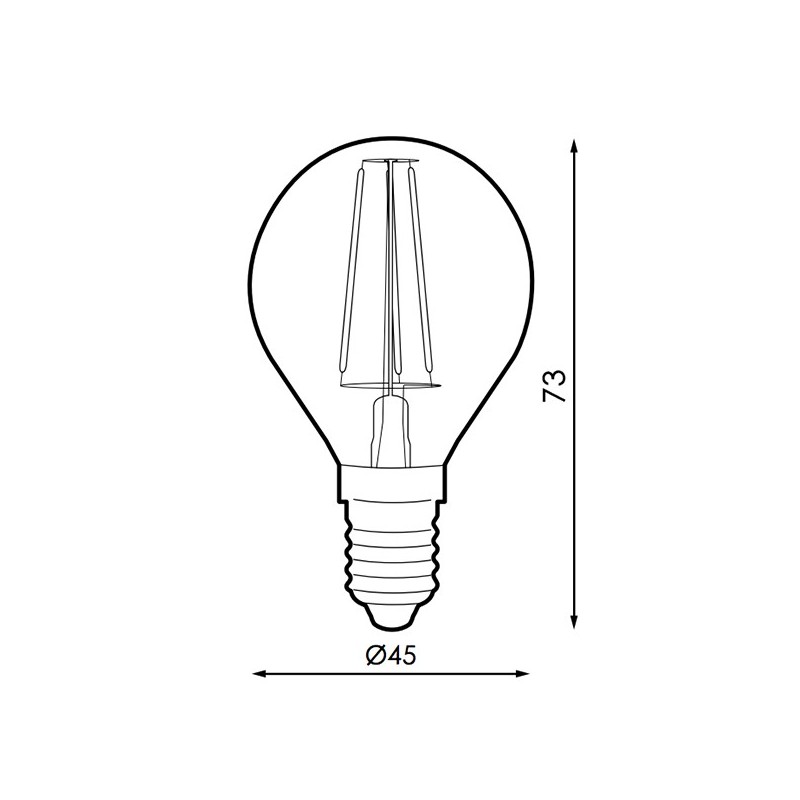 Bombilla LED Filamento E14 G45 4W Ámbar