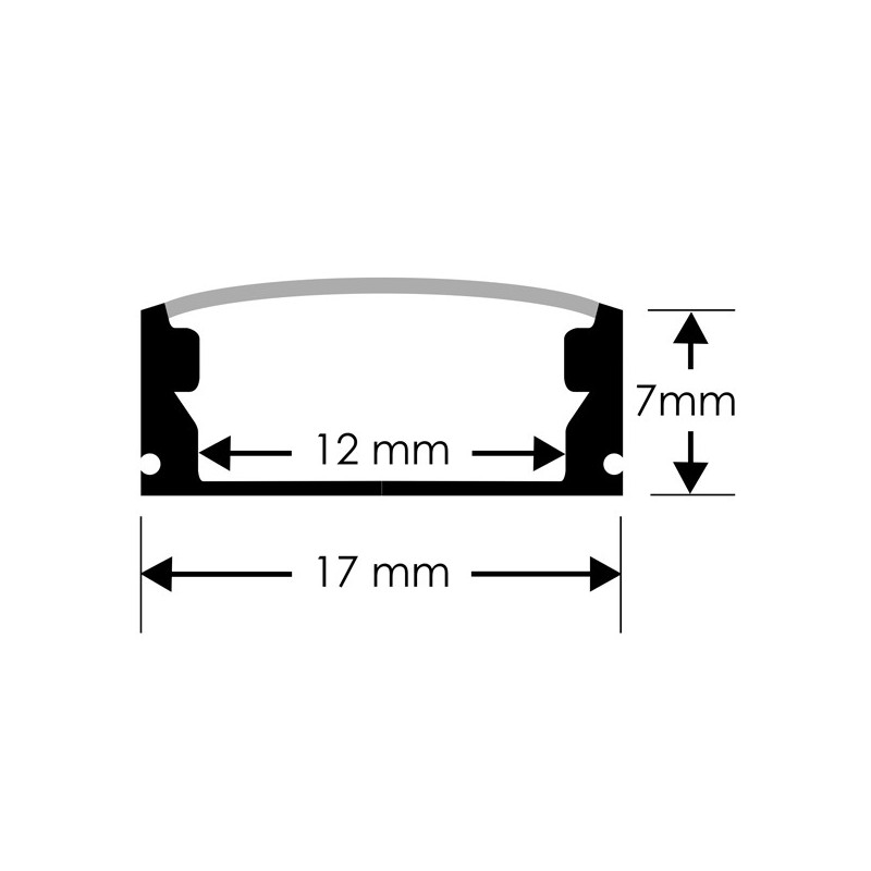 Perfil de aluminio U 2 metros 12V/24V