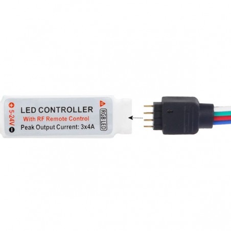 Controlador mini para tiras led RGB con control remoto por RF