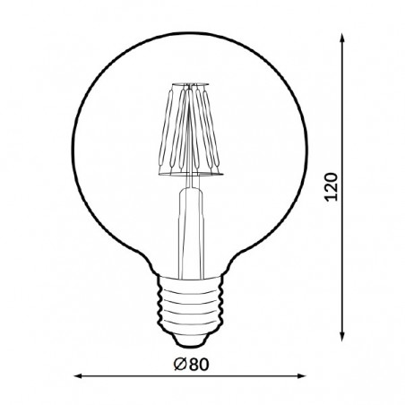 Bombilla LED Filamento E27 G80 6W Ámbar