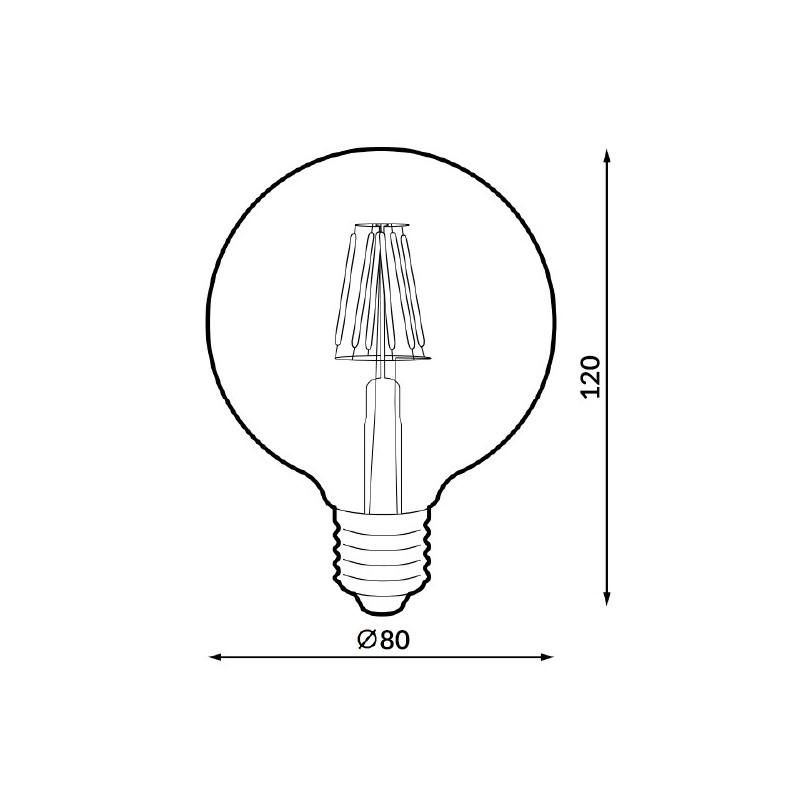 Bombilla LED Filamento E27 G80 6W Ámbar