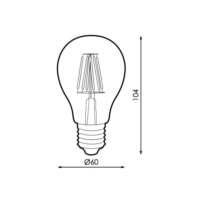 Bombilla LED Filamento E27 A60 4W Ámbar