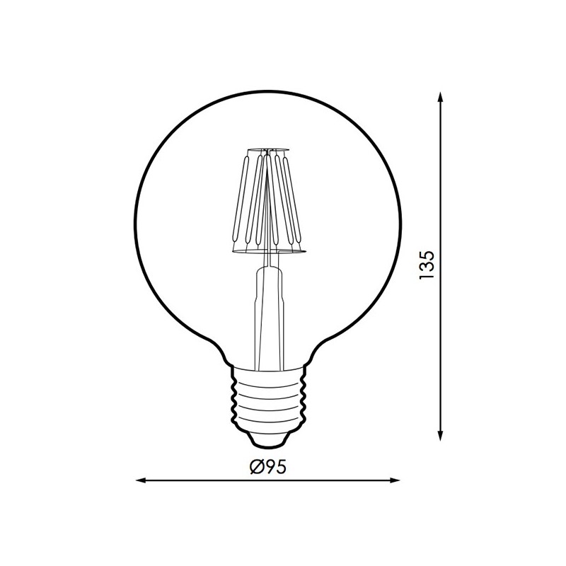 Bombilla LED Filamento E27 G95 6W Ámbar