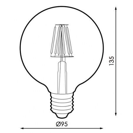 Bombilla LED Filamento E27 G95 6W Ámbar