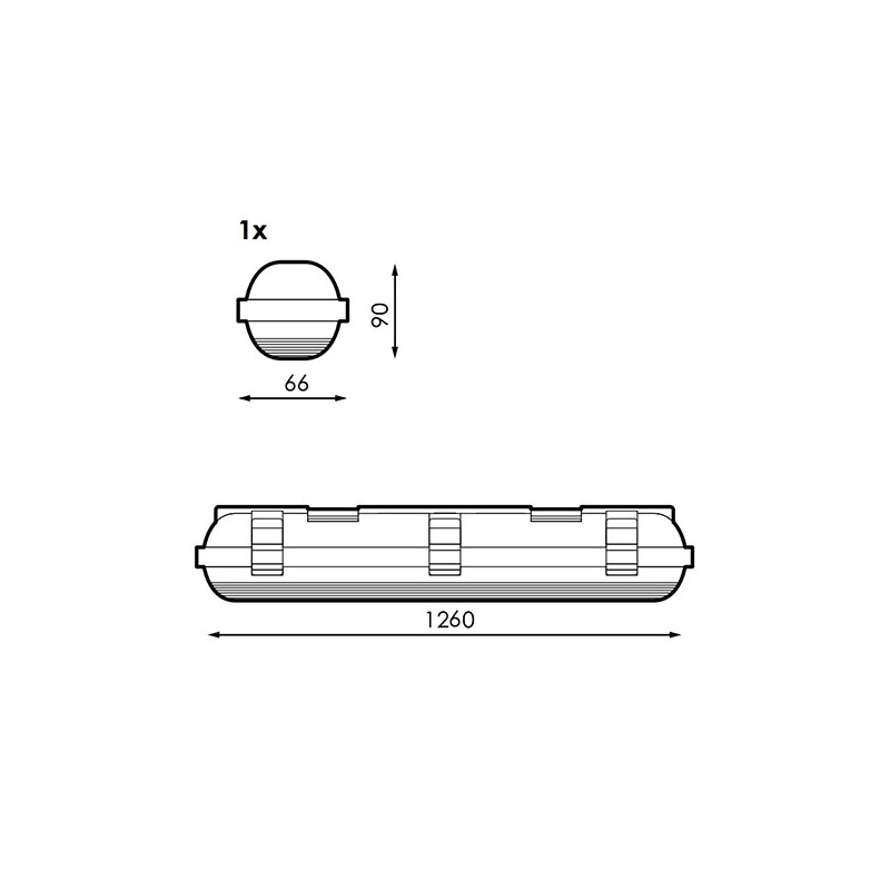 Pantalla Estanca para un tubo LED Platno 1200 mm