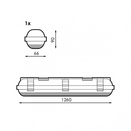 Pantalla Estanca para un tubo LED Platno 1200 mm