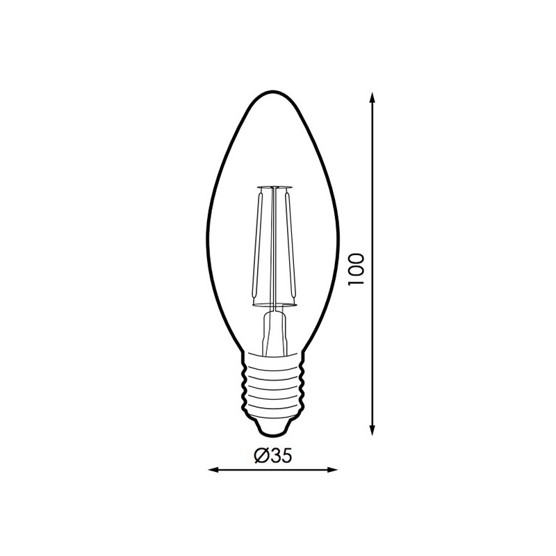 Bombilla LED Filamento E14 C35 4W Ámbar