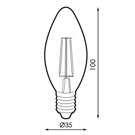 Bombilla LED Filamento E14 C35 4W Ámbar