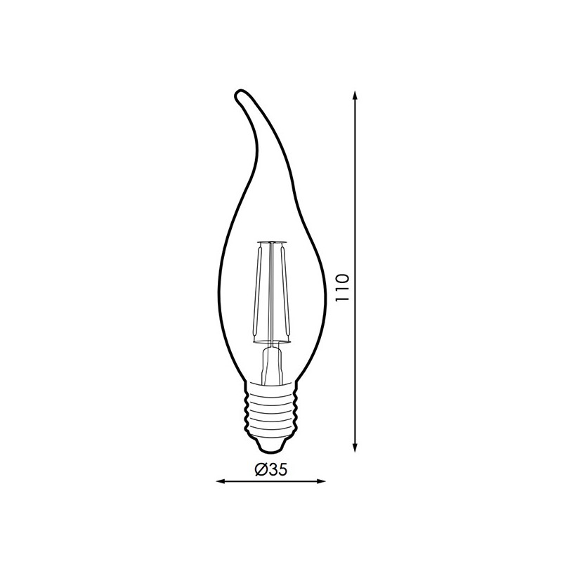 Bombilla LED Filamento E14 C35 Punta  4W Ámbar