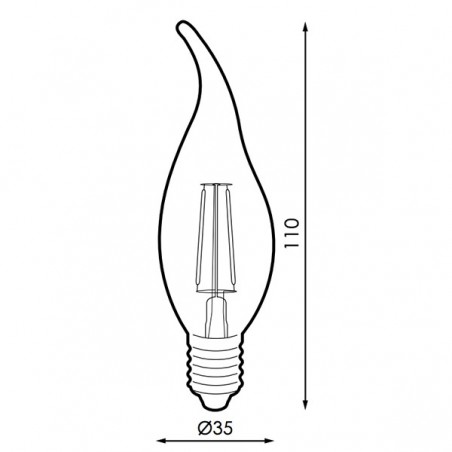 Bombilla LED Filamento E14 C35 Punta  4W Ámbar