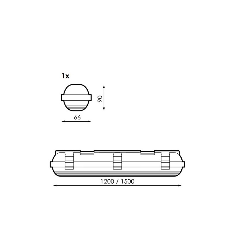 Pantalla Estanca para un tubo LED 1500 mm