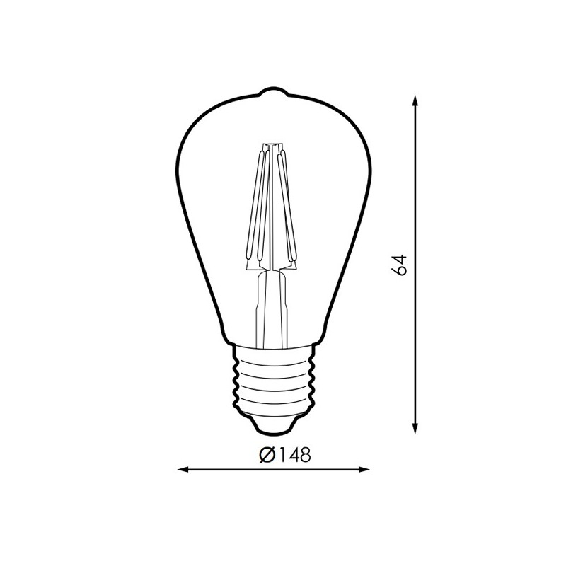 Bombilla LED Filamento E27 ST64 6W Ámbar