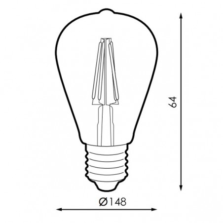 Bombilla LED Filamento E27 ST64 6W Ámbar